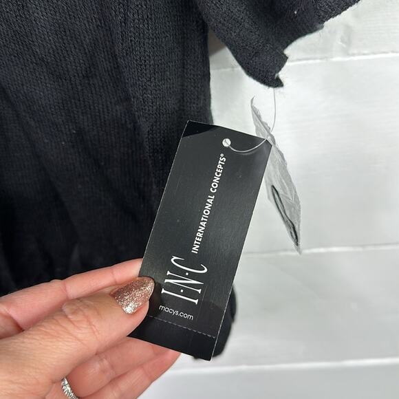 INC Black Short Sleeve Rolled Turtleneck Blouse Top Shirt Sweater‎ Size Small - Picture 9 of 11